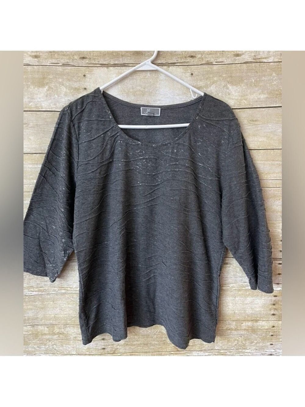 JM Collection Women's Gray Long Sleeve Shirt Size XL